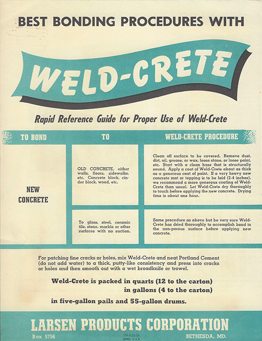 Larsen Weld-Crete Concrete Bonding Agent